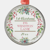 初めてのクリスマス、新しいホーム、アドレス、フェスティバル・ツリー メタルオーナメント (正面)
