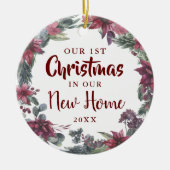 初めてのクリスマス 新しい家の花の装飾 セラミックオーナメント (正面)