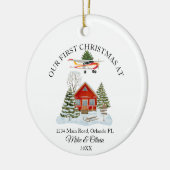 初めてのクリスマス　新しい家　セスナ航空機と木 セラミックオーナメント (左)