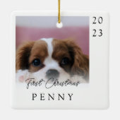 初めてのクリスマス　新しく迎えた子犬の写真記念品 セラミックオーナメント (裏面)
