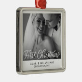 初めてのクリスマス |新しエレガントい写真 メタルオーナメント (右)