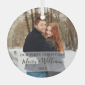 初めてのクリスマス 新婚フォト ガラスオーナメント (正面)