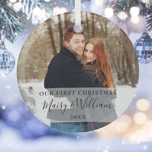 初めてのクリスマス 新婚フォト ガラスオーナメント