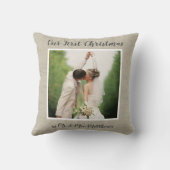 初めてのクリスマス 新婚夫婦の写真（ラスティック リネン仕様） クッション (裏面)