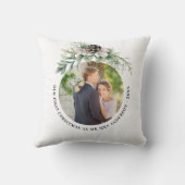 初めてのクリスマス 新婚夫婦の写真 白と緑 クッション (裏面)