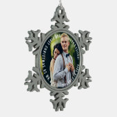 「初めてのクリスマス」新婚者の写真 スノーフレークピューターオーナメント (左)