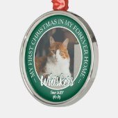 初めてのクリスマス 永遠の我が家 猫の写真と名前 メタルオーナメント (左)