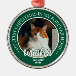 初めてのクリスマス 永遠の我が家 猫の写真と名前 メタルオーナメント