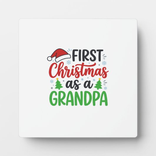 初めてのクリスマス 祖父サンタ帽子 フォトプラーク (正面)