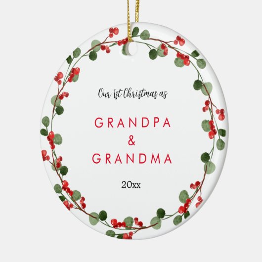 初めてのクリスマス(祖父母) |ベビー写真 セラミックオーナメント (左)