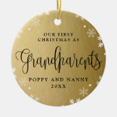初めてのクリスマス – 祖父母、金ゴールド写真Keepsake セラミックオーナメント (正面)