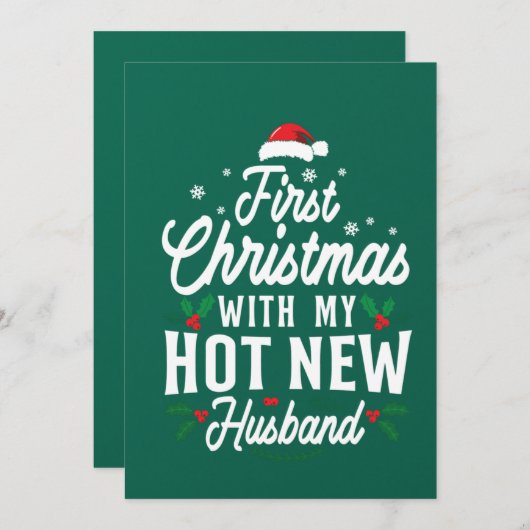 初めてのクリスマス 私のイケメンな新婚夫へのプレゼント 招待状 (正面/裏面)