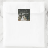 初めてのクリスマス 結婚した新夫婦の写真 スクエアシール (バッグ)