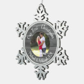 初めてのクリスマス 結婚した スノーフレークピューターオーナメント (右)