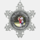 初めてのクリスマス 結婚した スノーフレークピューターオーナメント (正面)