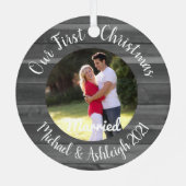 初めてのクリスマス 結婚した メタルオーナメント (裏面)