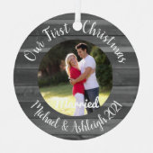 初めてのクリスマス 結婚した メタルオーナメント (正面)