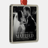 初めてのクリスマス 結婚した |新しカスタムい写真 メタルオーナメント (右)