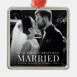 初めてのクリスマス 結婚した |新しカスタムい写真 メタルオーナメント