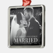 初めてのクリスマス 結婚した |新しカスタムい写真 メタルオーナメント (左)