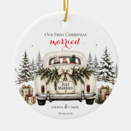 初めてのクリスマス 結婚式 車 ウェディング ホリデー セラミックオーナメント
