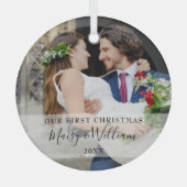 初めてのクリスマス 結婚記念写真 ガラスオーナメント (正面)