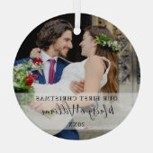 初めてのクリスマス 結婚記念写真 ガラスオーナメント (裏面)