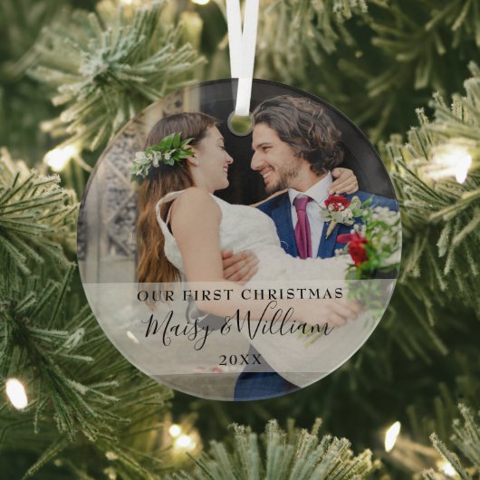 初めてのクリスマス 結婚記念写真 ガラスオーナメント (インサイチュ)