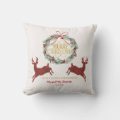 初めてのクリスマス　赤いチェックの枕 クッション (正面)