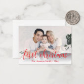 初めてのクリスマス，赤い書道，休暇写真 ノートカード (正面/裏面インサイチュ)