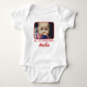 初めてのクリスマス 赤ちゃんの最初の写真 ベビーボディスーツ (正面)