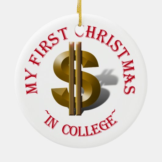 初めてのクリスマス-金ゴールドドル記号 セラミックオーナメント (裏面)