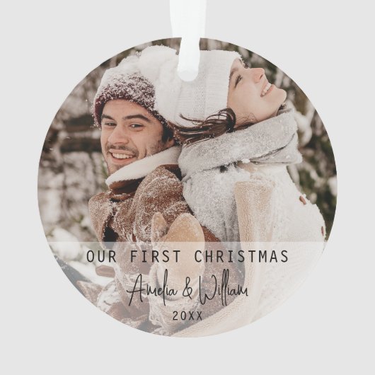初めてのクリスマス | 2フォトホリデーツリー オーナメント (裏面)