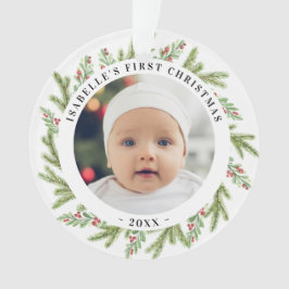 初めてのクリスマス　2枚の写真　グリーン オーナメント