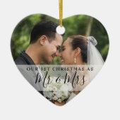 初めてのクリスマス as Mr & Mrs 2 枚の写真 セラミックオーナメント (正面)
