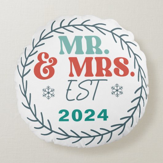 初めてのクリスマス Mr. と Mrs. ラウンドクッション (正面)