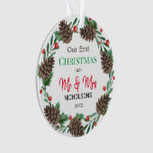 初めてのクリスマス| Mr & Mrs|ピネコーンリース オーナメント (正面)