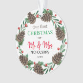 初めてのクリスマス| Mr & Mrs|ピネコーンリース オーナメント (正面)