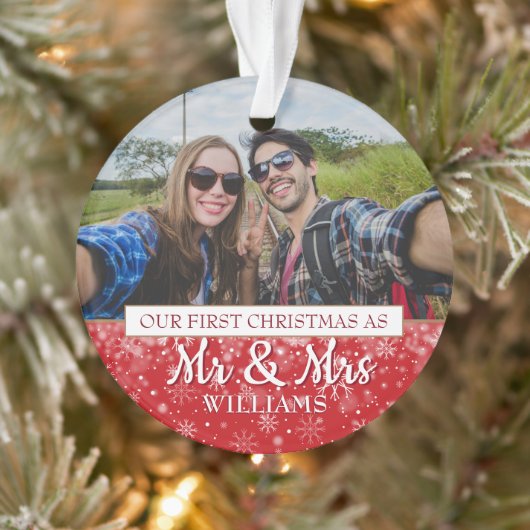 初めてのクリスマス Mr & Mrs フォト オーナメント (ツリー)