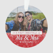 初めてのクリスマス Mr & Mrs フォト オーナメント (正面)