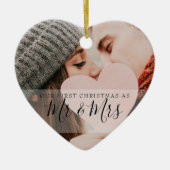 初めてのクリスマス Mr & Mrs フォト セラミックオーナメント (正面)