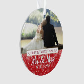 初めてのクリスマス Mr & Mrs 2枚の写真オーナメント オーナメント (正面)
