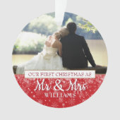 初めてのクリスマス Mr & Mrs 2枚の写真オーナメント オーナメント (正面)