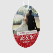 初めてのクリスマス Mr & Mrs 2枚の写真 オーナメント (正面)