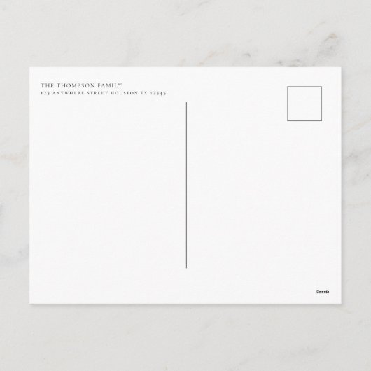 初めてのクリスマスAsファミリーフォトブルゴーニュ文字 シーズンポストカード (裏面)