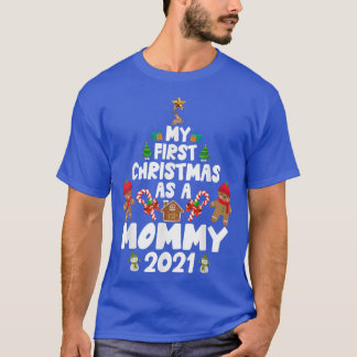 初めてのクリスマスAs A Mommy 2021母クリスマスツリー Tシャツ