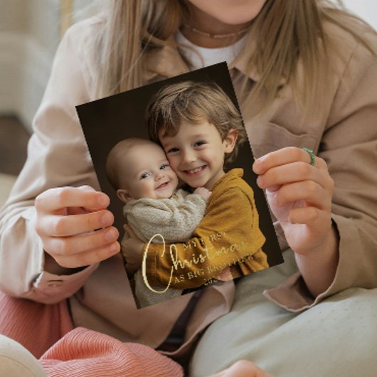 初めてのクリスマスAs Big Brother写真 箔シーズンカード