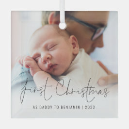 初めてのクリスマスAs Daddyフォトオーバーレイ ガラスオーナメント