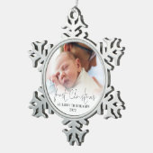 初めてのクリスマスAs Daddy Nameフォトオーバーレイ スノーフレークピューターオーナメント (右)