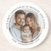 初めてのクリスマスAs Mommy And Daddyフォトカスタムページ コースター (正面)